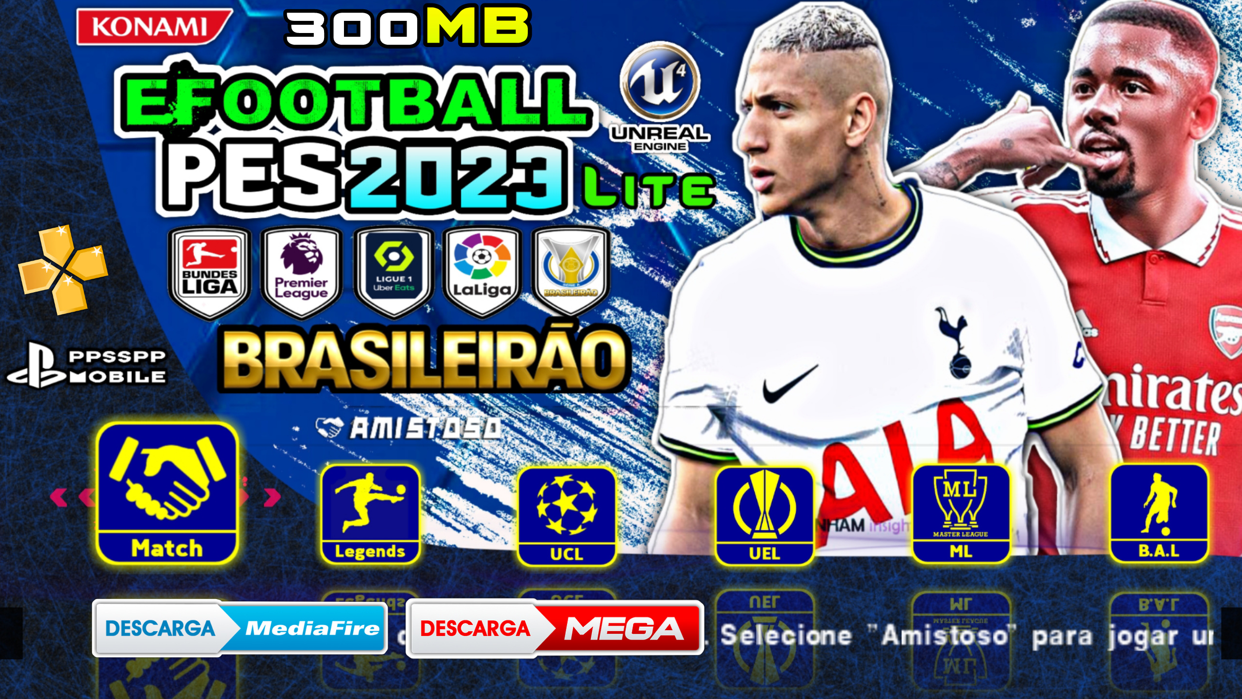 Sensacional! PES 2017 Lite 300 MB Remasterizado Offline Para ANDROID/PPSSPP  - God Cardoso