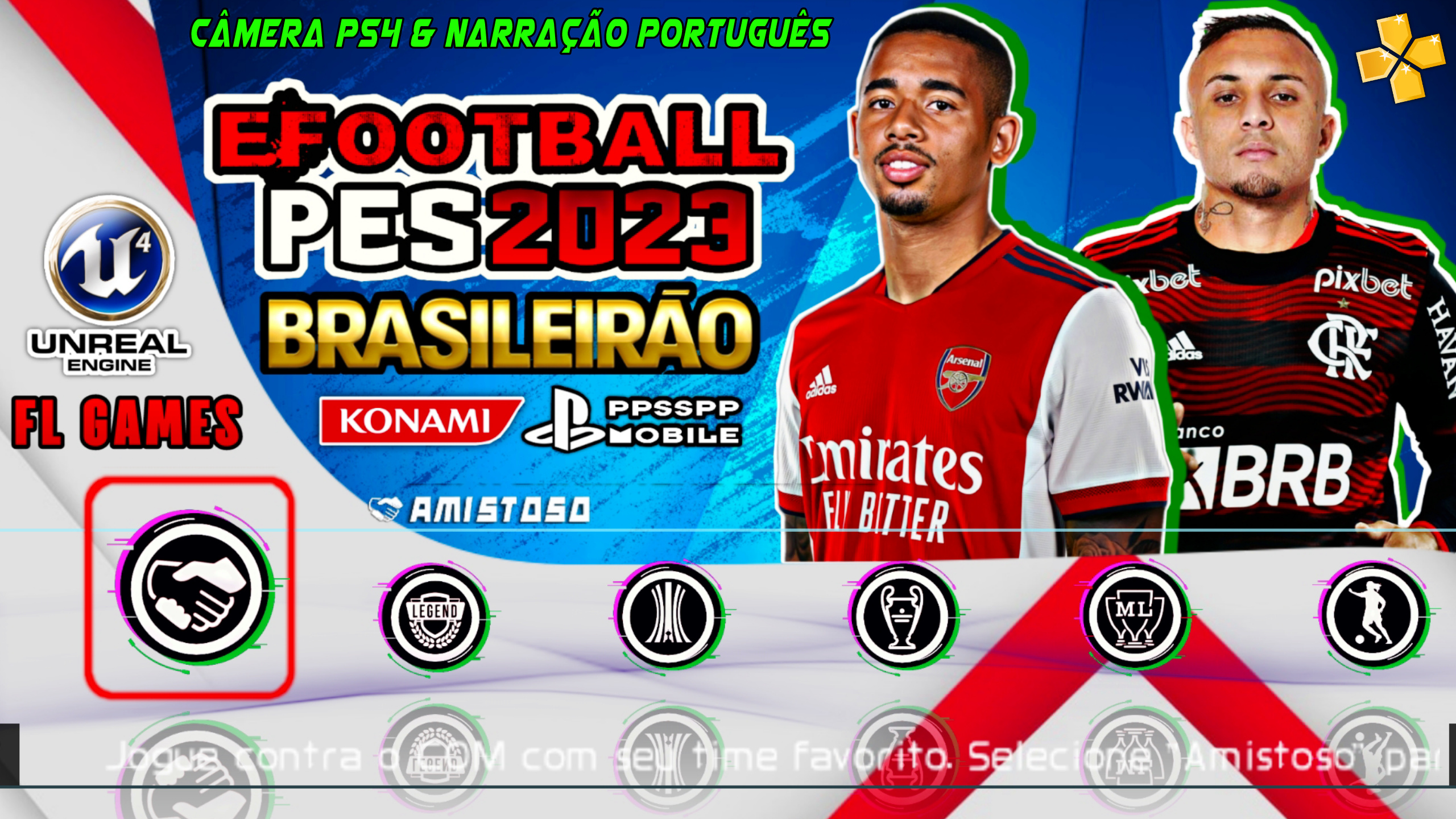 EFOOTBALL PES 2023 PPSSPP BRASILEIRÃO A+B E EUROPEUS + COPA DO