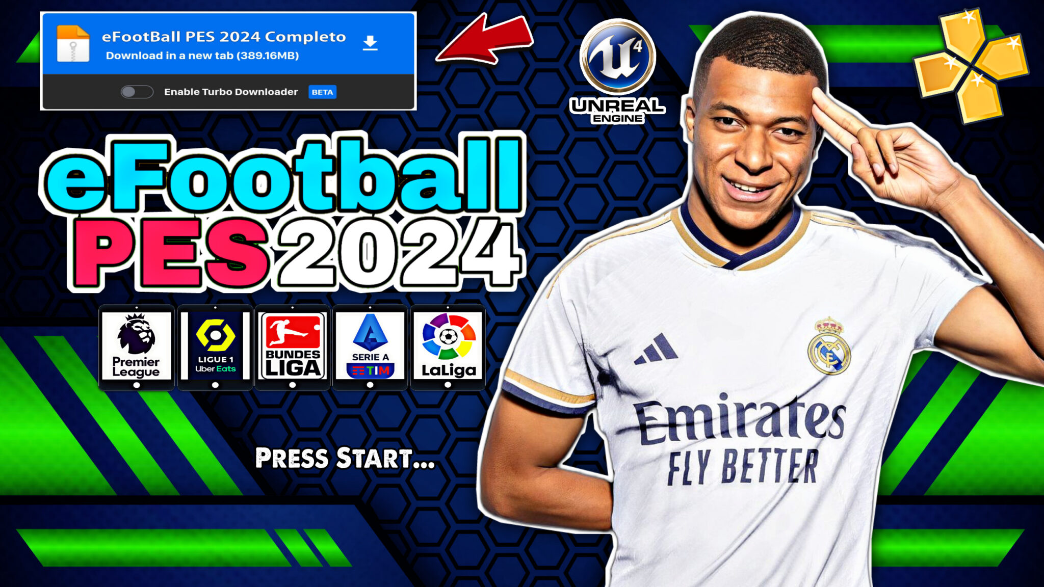 Download eFootBall PES 2024 ( PPSSPP ) Completo e atualizado God Cardoso