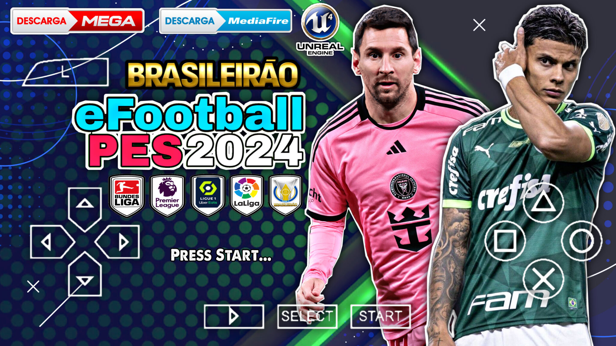 Download eFootBall PES 2024 PPSSPP Via MEDIAFIRE E MEGA Versão