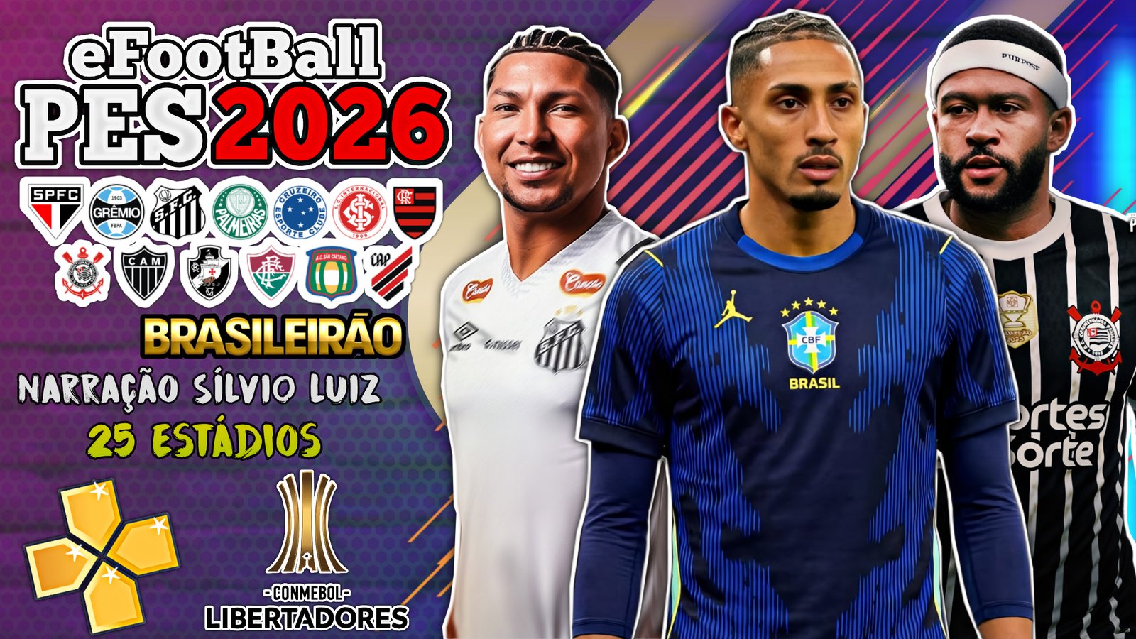 Download Novo eFootBall PES 2026 Sul-americano 100% Atualizado PPSSPP Via MEDIAFIRE