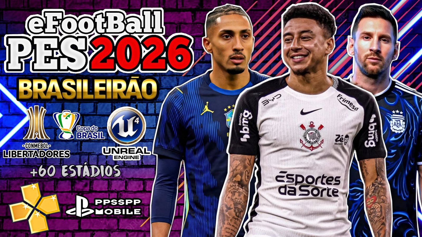 Download Novo eFootBall PES 2026 Sul-americano 100% Atualizado PPSSPP Via MEDIAFIRE V3