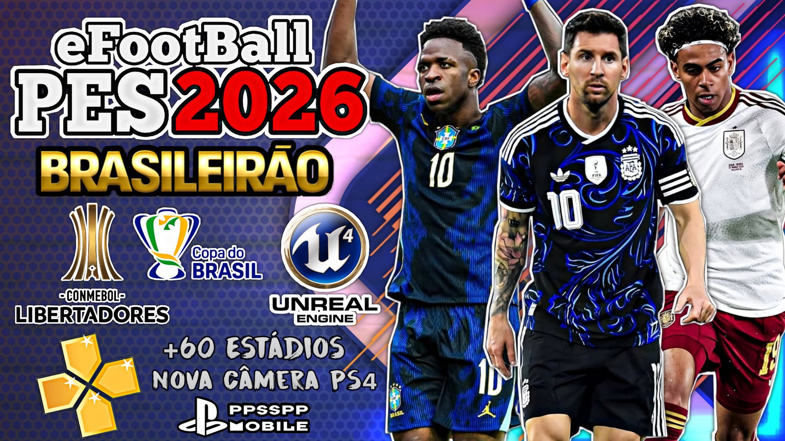 Download Novo eFootBall PES 2026 Sul-americano 100% Atualizado PPSSPP Via MEDIAFIRE V5