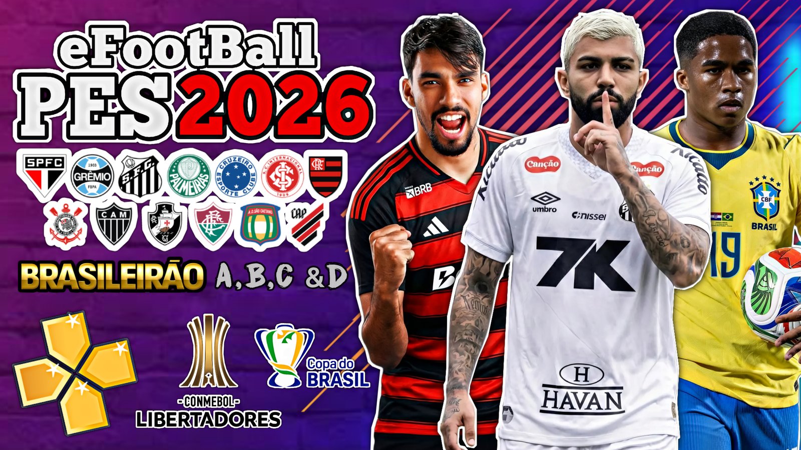 Lançou! Download Novo eFootBall PES 2026 Brasileirão A,B,C & D PPSSPP