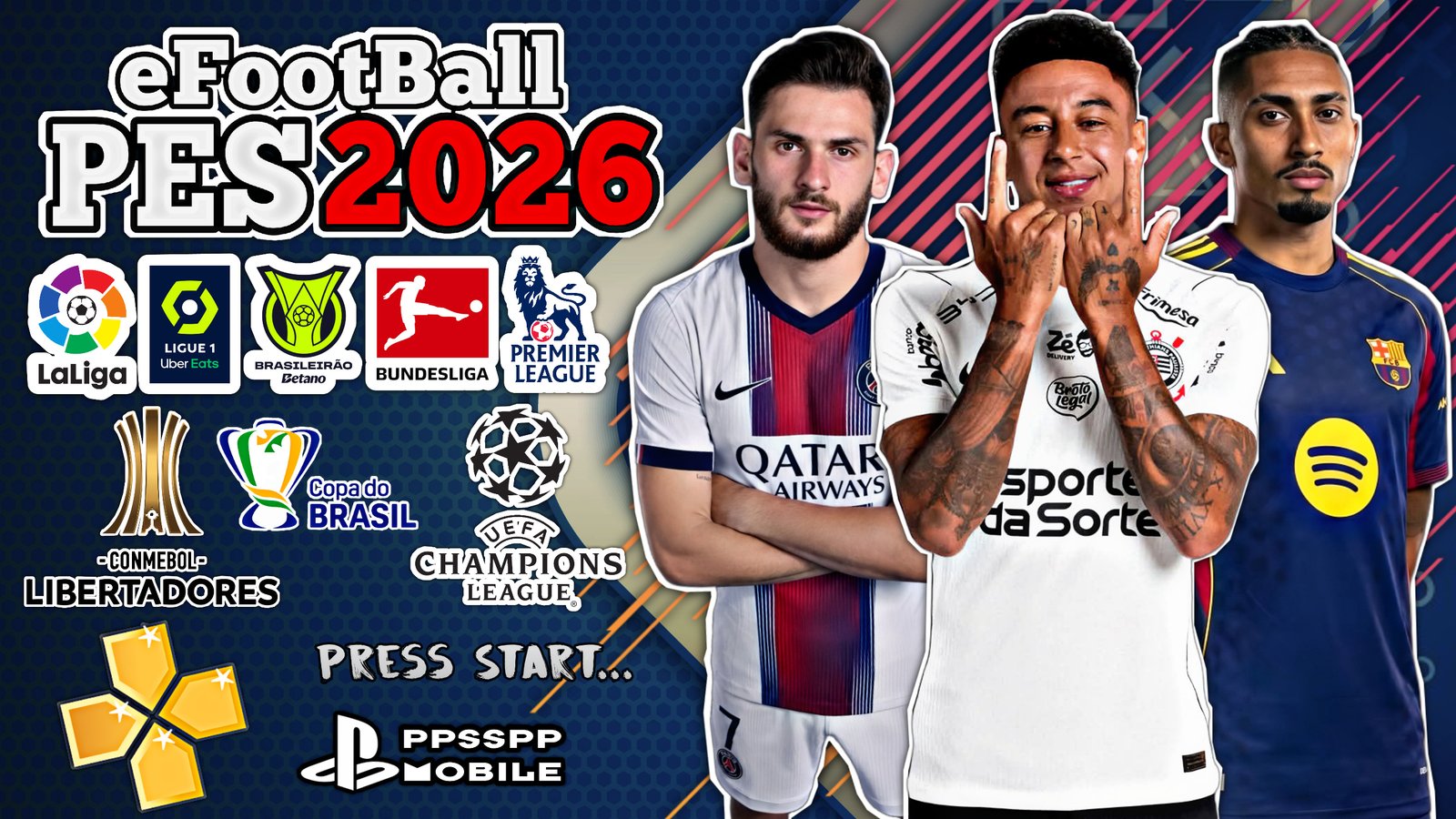 eFootBall PES 2026 100% Atualizado PPSSPP Via MEDIAFIRE Lite Download V2