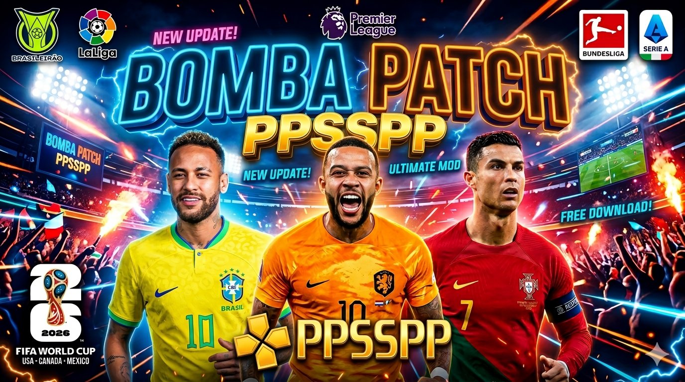 Download Novo BOMBA PATCH 2026 PPSSPP ANDROID 100% Atualizado Versão Copa Do Mundo