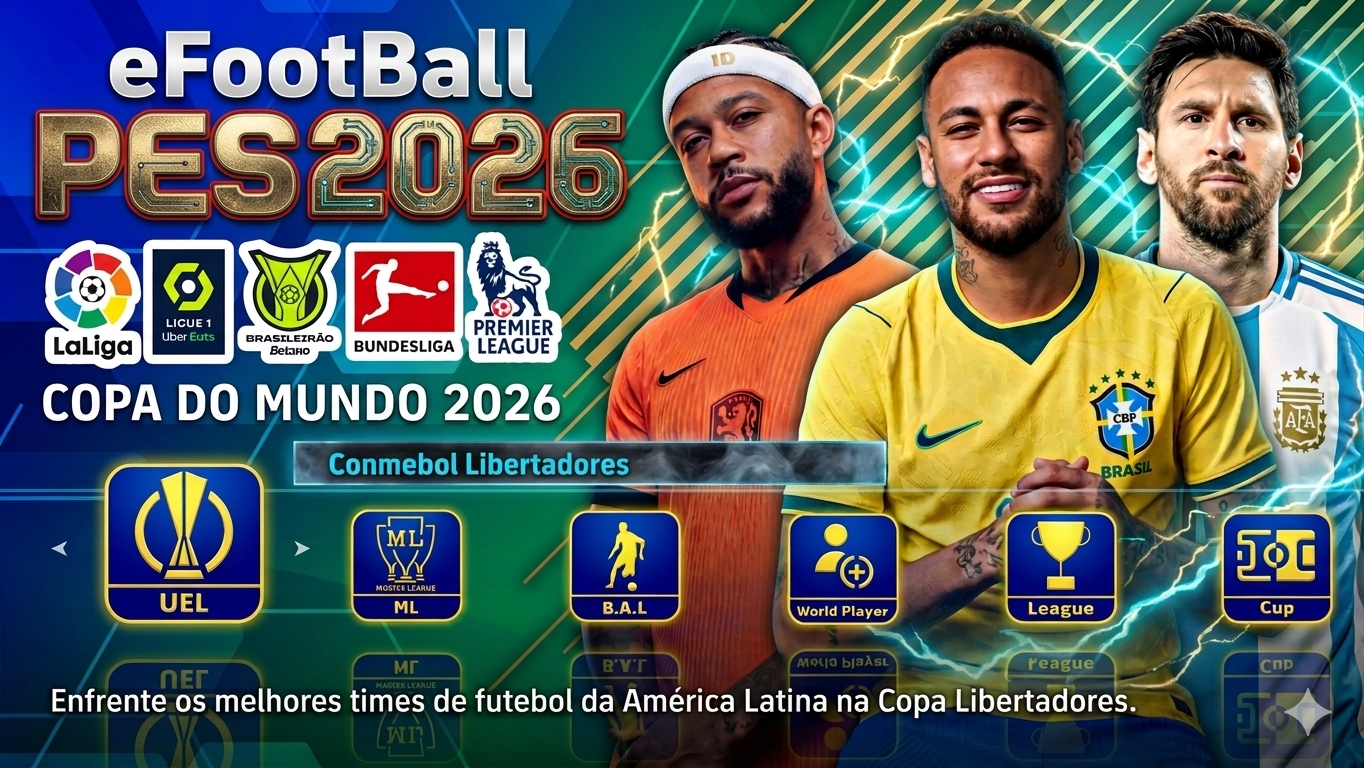 eFootBall PES 2026 Versão Copa Do Mundo 100% PPSSPP Via MEDIAFIRE Lite Download Versão 2