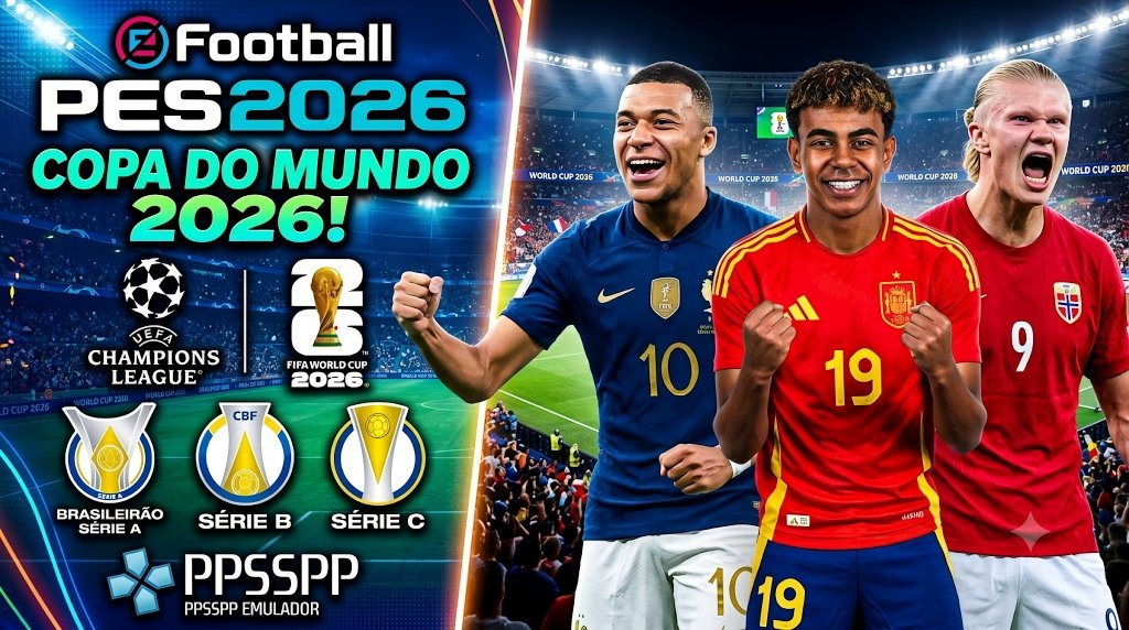 Novo eFootBall PES 2026 Para PPSSPP Download MEDIAFIRE LINK DIRETO
