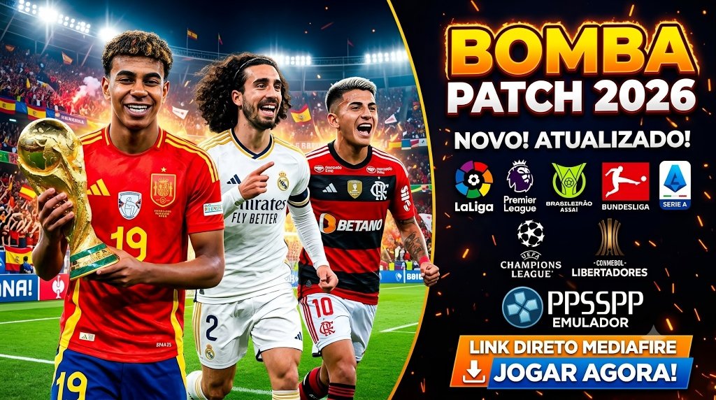 BOMBA PATCH Para PPSSPP Download MEDIAFIRE Gráficos Realistas Atualizado